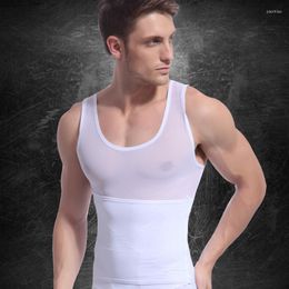 Hommes Body Shapers 2022 Débardeurs pour hommes Minceur T-shirt Mesh Shaper Compression Taille Corsets Sous-vêtements Mâle Respirant Cinto Masculino