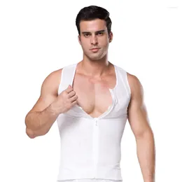 Hommes corps Shapers ventre Corset maille façonnage gilet beauté sous-vêtements fermeture éclair