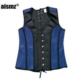 Mannen Body Shapers Aismz Corset Mannen Shapers Slim Fit Tank Top Shapewear Borst Binder Vest Vest Jas Steampunk Gothic Corset Man Ondergoed 230616