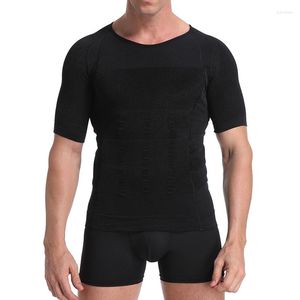 Body Shapers pour hommes Bodybuilding T-Shirt façonnant la taille à manches courtes Top Invisible Tight Shirt Slim Fit Sous-vêtements A3484