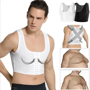 Men's Body Shapers Boobs Corrector Slimming Hook Control Men Tops Shirt Vest Chest Compression Firm Shapewear Corset Shaper Gynecomastia