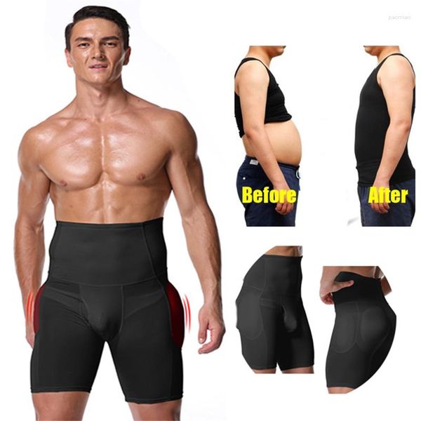 Hommes Body Shapers BuLifter Shapewear sous-vêtements garçon Shorts éponge rembourré Shaper hanche rehausseur contrôle culotte mâle Shaperwear