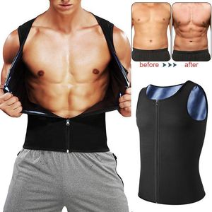 Hommes Body Shapers Burning Sauna Shapewear Taille Entraîneur Hommes Zipper Gilet Sweat Fat Chemise Minceur Thermo Fitness Tops Entraînement Réservoir Shaper