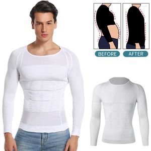 Body Shapers pour hommes Compression Shirt sans couture à manches longues débardeur Shaper amincissant T-Shirt Sports athlétiques course Shaperwear entraînement