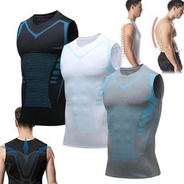 Body Shapers pour hommes Gfouk Menionic Tourmaline Posturecorrector Gilet Ionic Shaping Chemise sans manches Chemises de compression gynécomastie pour hommes