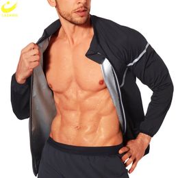 Men's Body Shapers LAZAWG hommes Sauna veste pour perte de poids fermeture éclair mince Sweat haut à manches longues minceur gros corps Shaper exercice Sportwear 231030