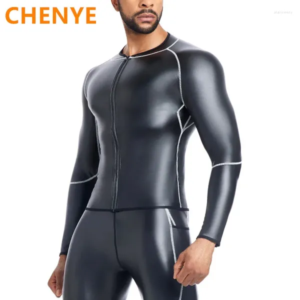 Hommes Body Shapers Mâle Taille Formateur Corsets Chemises À Fermeture Éclair Collier Shaper Veste En Cuir Ligne Blanche Faux Chemise À Manches Longues