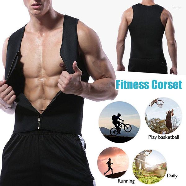 Hommes Body Shapers Hommes Compression Trainer Gilet Corset En Néoprène Shaper Minceur Chemise Perte De Poids Fitness Workout Zipper Contrôle Du Ventre