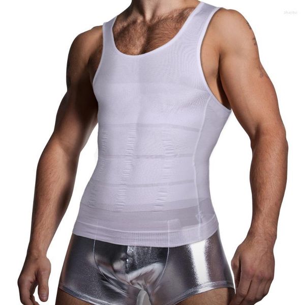 Body Shapers pour hommes Débardeur de compression de poitrine pour hommes Amincissant Shaper Vest Chemises Abdomen Slim Undershirts Gym Perte de poids Entraînement