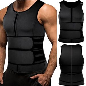 Men's Body Shapers Men's Fitness Corset Neopreen Slimming Zipper Sauna Sauna -taille Training Vest Shaper met twee riemen Zweet
