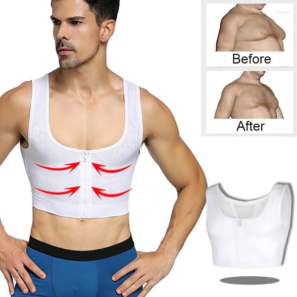 Body Shapers homme IYUNYI correcteur de Posture hauts hommes amincissant poitrine formateur Corset Compression Shaper sans manches court