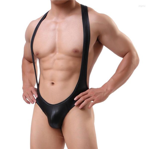 Hommes Body Shapers Hommes Hommes Sharpes Faux Cuir Body Sexy Shapewear Costume Minceur Body Wresting Singlet Club Lingerie
