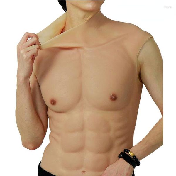 Moldeadores de cuerpo para hombres Traje con músculos de silicona realista para hombres Juego de roles Masculino con hombro Abs Actor Top Pectoral mayor Vestido cruzado