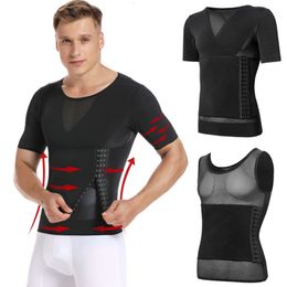 Moldeadores de cuerpo para hombres Camisa de compresión para moldear para hombres Abdomen para moldear el abdomen Funda para pérdida de peso Sujetador ajustado para encoger el seno de las mujeres Entrenador de cintura Top para perder peso 230329