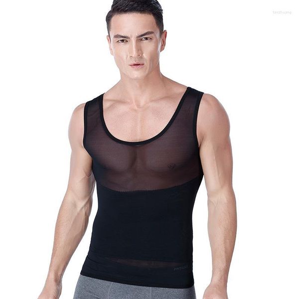 Mannen Body Shapers Mannen Slanke Vest Voor Mannen Shaper Buik Controle Compressie Tank Gordel Ondergoed Strakke Corset Shapewear dunne Mesh