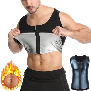 Hommes Body Shapers Hommes Sauna Sweat Zipper Gilet Taille Formateur Corset Entraînement Débardeur Minceur Body Shaper Compression Chemise Perte De Poids Graisse 231030