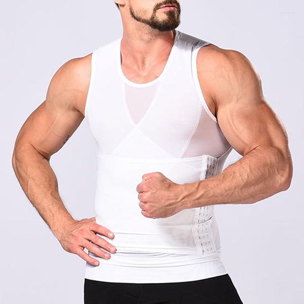 Moldeadores de cuerpo para hombre, chaleco de compresión moldeador para hombre, ropa moldeadora de Abdomen, corsé de vaina adelgazante para Control de barriga, entrenador de cintura de malla transpirable, Fajas