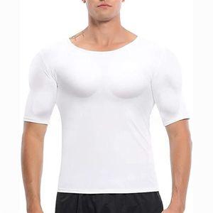 Moldeadores de cuerpo para hombres Hombres Shaper Falso Músculo Pecho Camiseta Hombros falsos Ropa interior acolchada Camisetas de compresión 230W