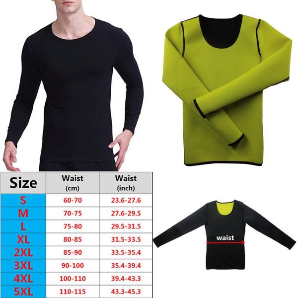 Hommes corps Shapers hommes minceur à manches longues t-shirts hauts néoprène Sauna sueur Fitness Shapewear gilet chemise tondeuse perte de poids