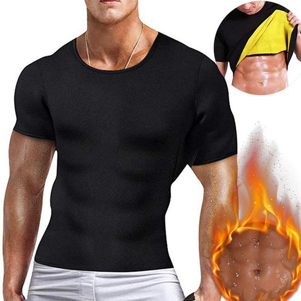 Hommes Body Shapers Hommes Sweat Shaper T-Shirt Néoprène Belly Control Shapewear Chemises de Compression Fitness Minceur Posture Corrective Underwea