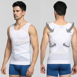 Heren lichaamsvormen mannen t-shirt afvallen afslankelen bovenaan buik buik maag shapewear houding corrector t shirt
