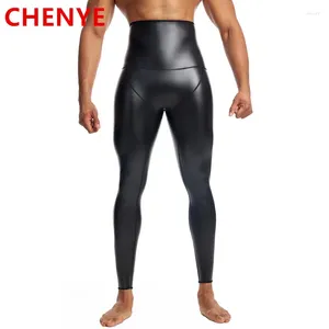 Moldeadores de cuerpo para hombres Pantalones de cuero de cintura alta negros Shaper Trainer Control Bragas Ropa interior de compresión Fitness