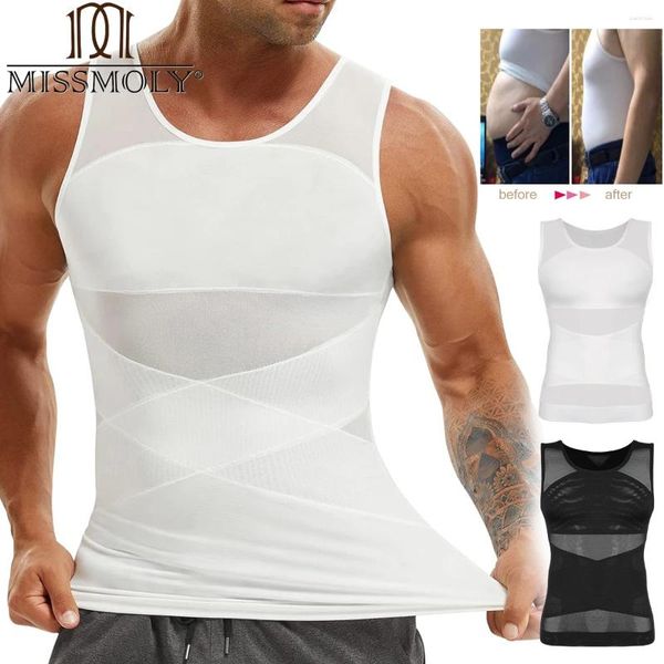 Moldeadores de cuerpo para hombres Camisas de compresión para hombre Shaper Camiseta interior para adelgazar Abs Tight Shaping Entrenamiento Camisetas sin mangas Control de barriga Shapewear Chaleco