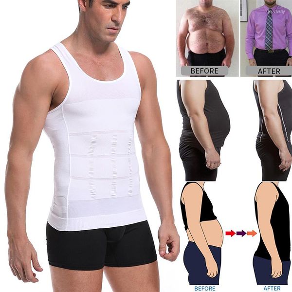 Moldeadores de cuerpo para hombre, camisa para hombre, chaleco moldeador adelgazante, camisetas sin mangas para entrenamiento, camisetas interiores para Abdomen, ropa moldeadora superior, compresión térmica