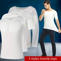 Moldeadores de cuerpo para hombre, camiseta interior muscular para hombre, Pecs de construcción de cuerpo, Tops fuertes para el pecho, ropa interior moldeadora suave acolchada 230606