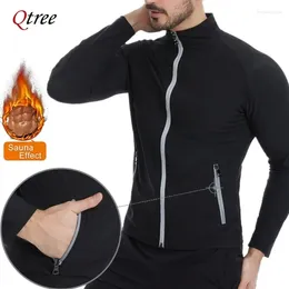 Hommes Body Shapers Qtree Sauan Veste Minceur Sweat Compression Hommes Taille Formateur Chemises Néoprène Shaper À Manches Longues Gilet De Perte De Poids