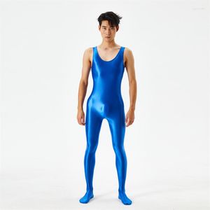 Body Shapers pour hommes Sexy Mens Brillant Maillot De Bain Maillot De Bain Gilet Teddies Body Bodystockings Soyeux Costume Complet Combinaison Sportwear