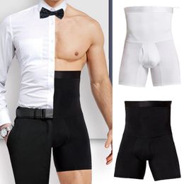 Hommes Body Shapers Shaper Boxer Shorts Pantalon Ventre Compression Mince Hommes Ceinture Taille Haute Respirant Solide Couleur Pantalon Façonner