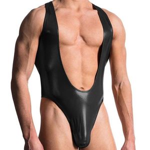 Mannen Body Shapers Pak Sexy Lingerie Kunstleer Latex Bodysuit Gay Ondergoed Stage Dancewear Korsetten Mannen Jumpsuit Stripper292v