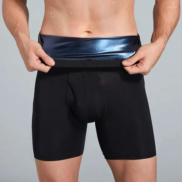 Moldeadores de cuerpo para hombre, ropa interior para el sudor, pantalones de Sauna, ropa moldeadora alta, pantalones cortos ardientes para correr, deportes, adelgazamiento de grasa, cintura, Fitness