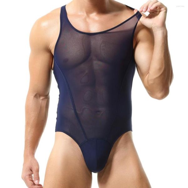 Formadores de cuerpo para hombres Tauwell Moda Fitness Body Hombres Ropa interior Sexy Malla Transpirable Camisetas Singlet Shapewear