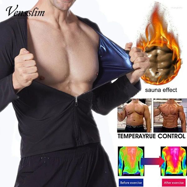 COMPIEROS DE CUERPO HOMBRO Vensslim Sauna Sweat Traje de entrenamiento Compresión Formulario Capuleto Slimmming Slipming Camina de manga larga Tornina de entrenamiento