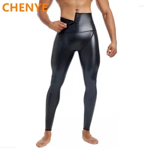 Mannen Body Shapers Taille Trainer Buik 3 Haken Compressie Lederen Broek Shaper Mannen High Fashion Fitness Slanke Stretch