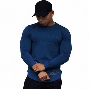 Hommes musculation sport entraînement course Lg manches Compri t-shirt Fitn vêtements mâle maigre collants t-shirt Cott t-shirt 50N8 #