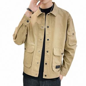 Veste de bombardier pour hommes Vêtements décontractés Coréen Fi Safari Style Veste Multi-poche 2020 Nouveaux vêtements d'automne pour hommes Manteau surdimensionné U9HR #