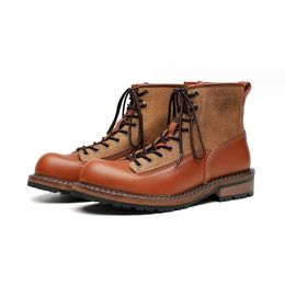 Bottes pour hommes en cuir véritable jaune noir bottes tactiques militaires chaussures de luxe pour hommes chaussures de moto de créateur pour bottes de soirée pour garçons