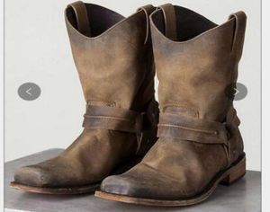 Bottes pour hommes Vintage Pu Leather Chaussures chaudes classiques Slip sur les chaussons d'hiver Big Size 37-47 Botas à talon bas pour MENS5897748