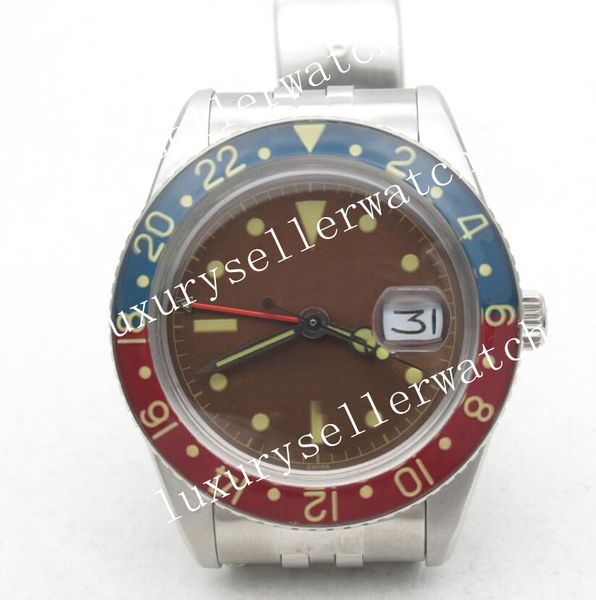 Boîte pour hommes Super 40 mm Mouvement automatique BP Factory Asian Clone 2836 Cadran tropical avec lunette ronde rouge/bleue Fond solide Saphir de Noël DateJust Montres-bracelets