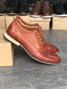 Marque pour hommes Cap Toe Oxford Robe Designer Chaussures En Cuir Véritable À Lacets Chaussure D'affaires Top Qualité Fête De Mariage Formateurs Grande Taille 012