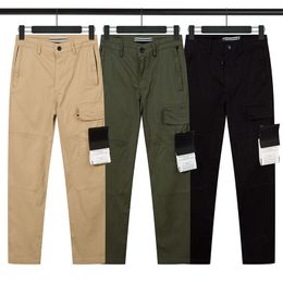 Pantalones de piedra de diseñadores de marca para hombres Pantalones cargo de ajuste elástico con bolsillo con cremallera