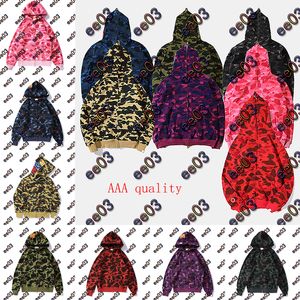 Heren merk hoodie 7-kleuren haai kwaliteit Japanse mode lente en herfst camouflage geborduurde aap katoenen hoodie maat M-3XL