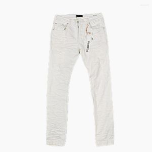 Brand pour hommes jeans violets skinny hommes blancs extension de détrui lenim poche pantalon coton vintage pour l'homme