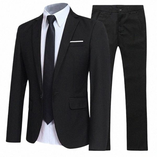 Hommes de style britannique élégant blazers 2 pièces ensembles busin chemise pantalon veste manteau 3 costumes formel Dr mariage costume de luxe X2mH #