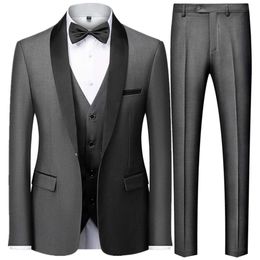 Costume Slim de Style britannique pour hommes, ensemble 3 pièces, veste, gilet, pantalon/homme d'affaires, haut de gamme, robe personnalisée, blazer, manteau, S-6XL