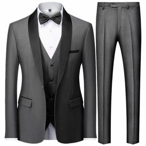 heren Britse stijl slank pak 3-delige set jas vest broek / mannelijke busin gentleman high-end aangepaste Dr. Blazers jas S-6XL V6BR#