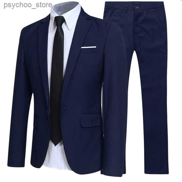 Hommes d'affaires Blazer trois pièces ensembles veste manteau + pantalon + chemise marié mariage robe formelle costumes de luxe pour homme tenue Q230828